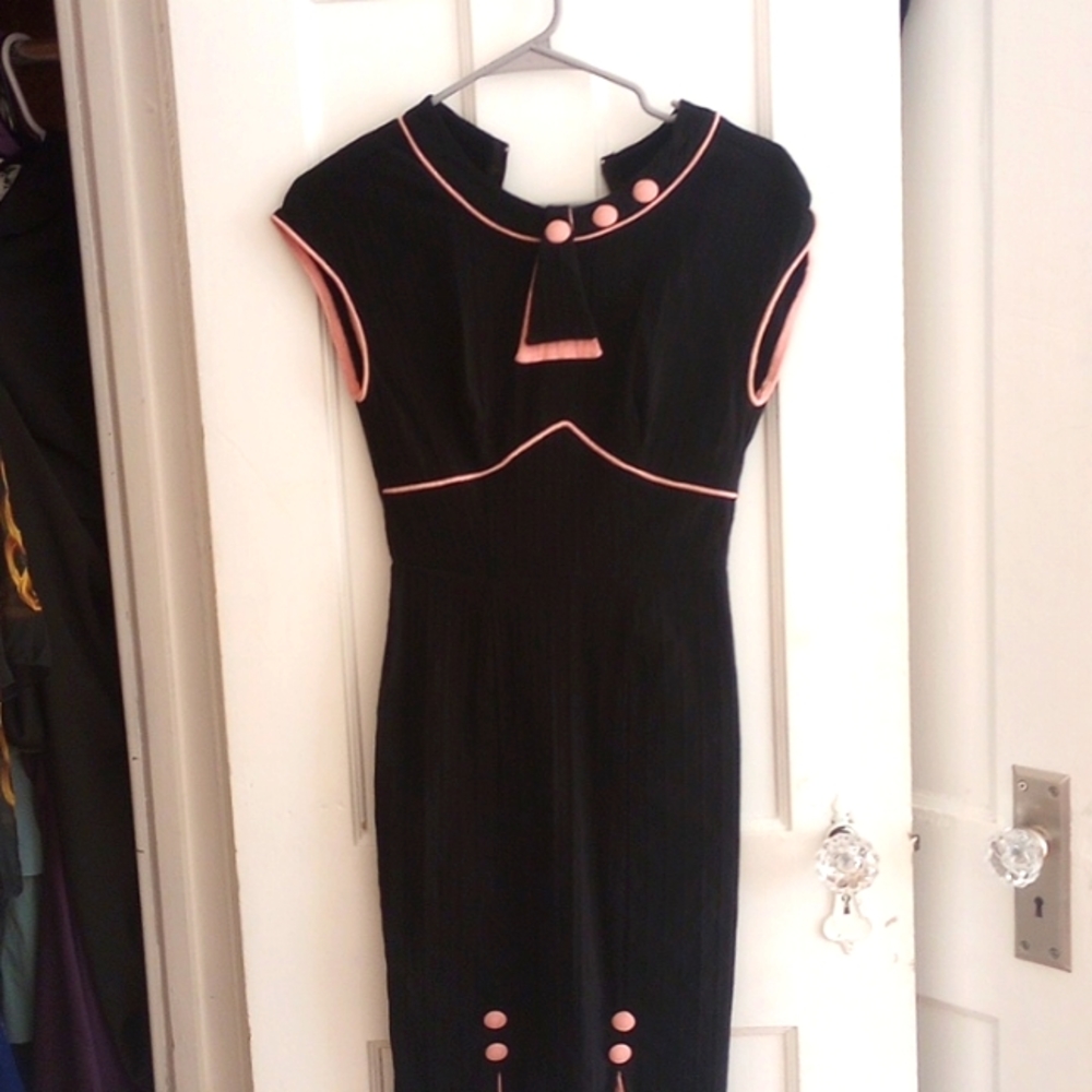 Stop Staring vintage inspired brown and pink dress